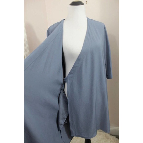 EVERLANE Sz 2 Blue Wrap Dress Japanese GoWeave 3/4 Sleeve - Picture 3 of 8